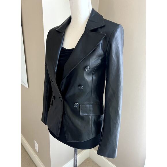 NWOT Evereve black double breasted plether jacket size XS - Picture 3 of 7